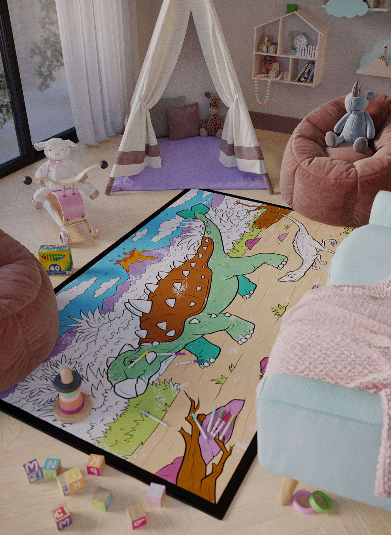 Walk with Ankylosaurus Washable Coloring Mat - 2