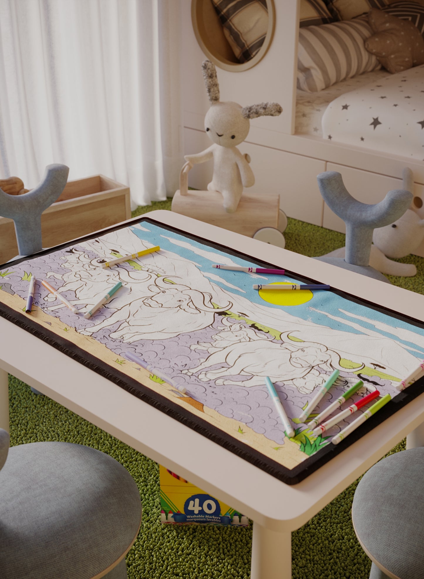 Wild Stampede Washable Coloring Mat - 3