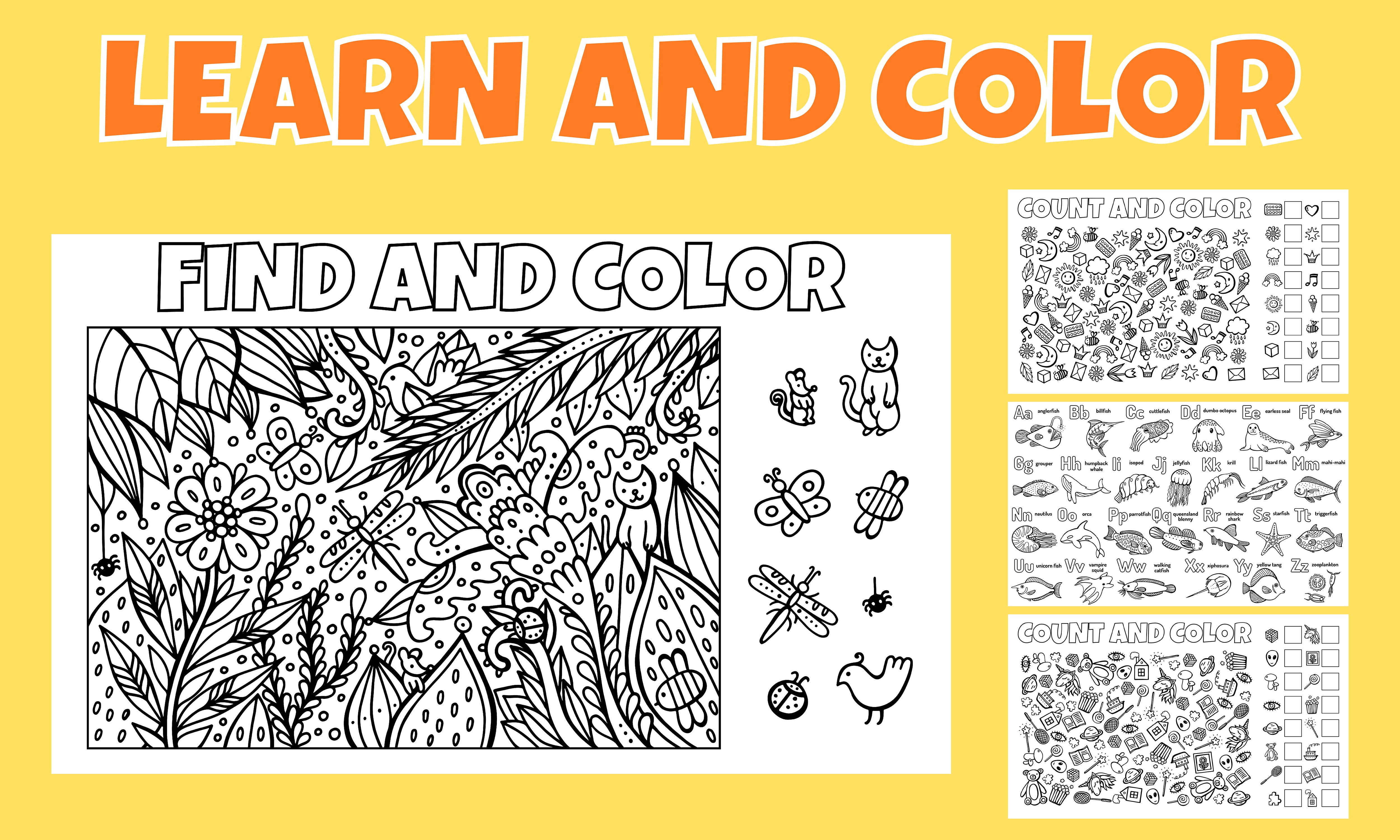 Learn and color coloring posters