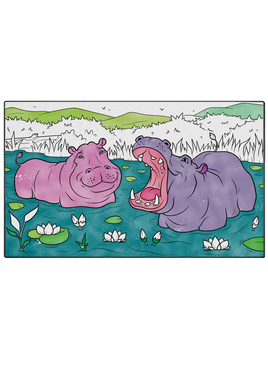 Coloring Poster "Happy Hippos"