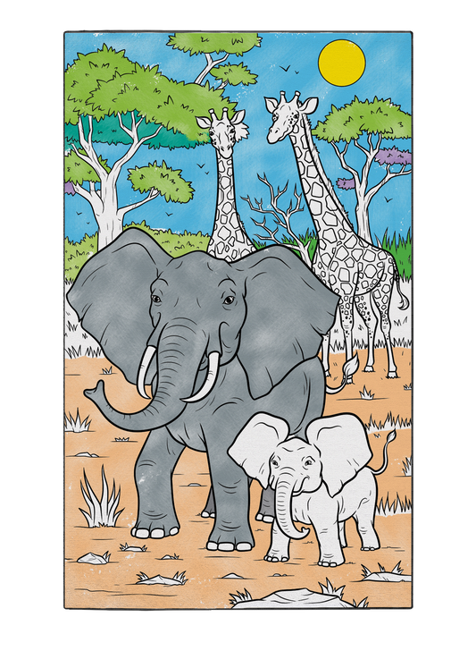 Coloring Poster "Elephant March"