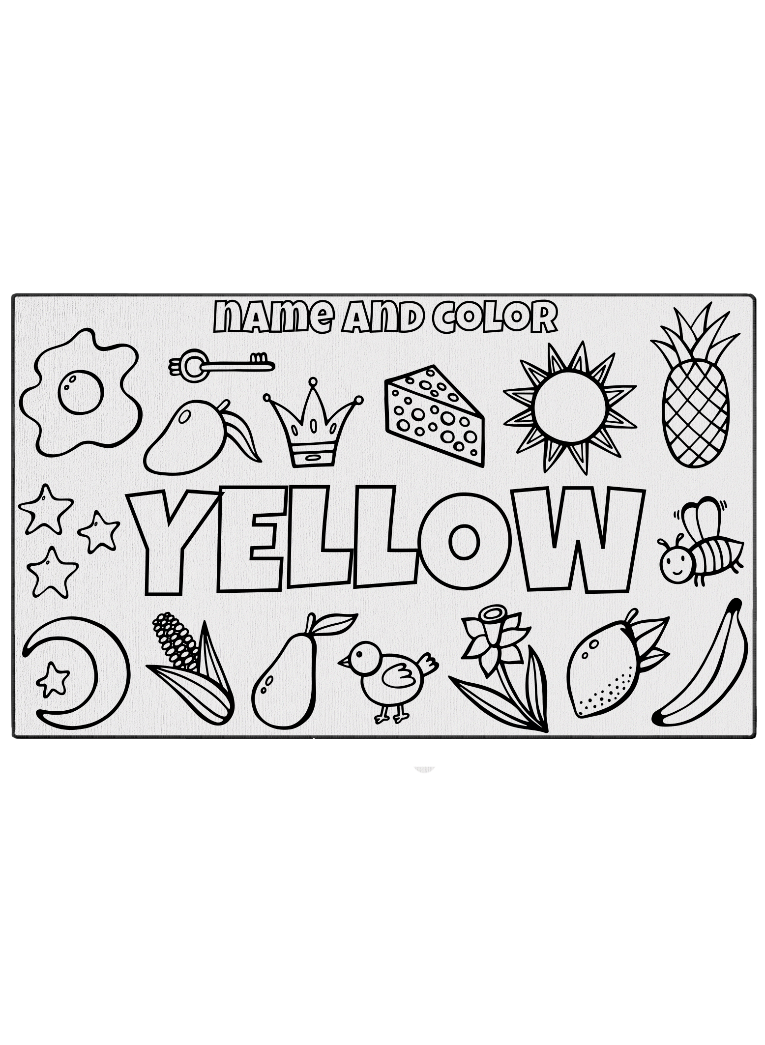 Name and Color Yellow Coloring Mat