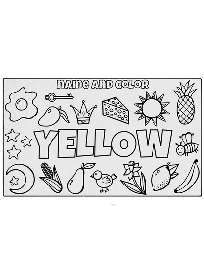 Name and Color Yellow Coloring Mat