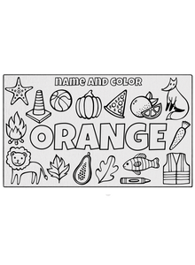 Name and Color Orange Coloring Mat