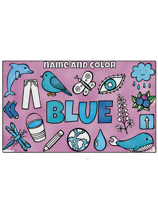 Coloring Mat "Name and Color Blue"