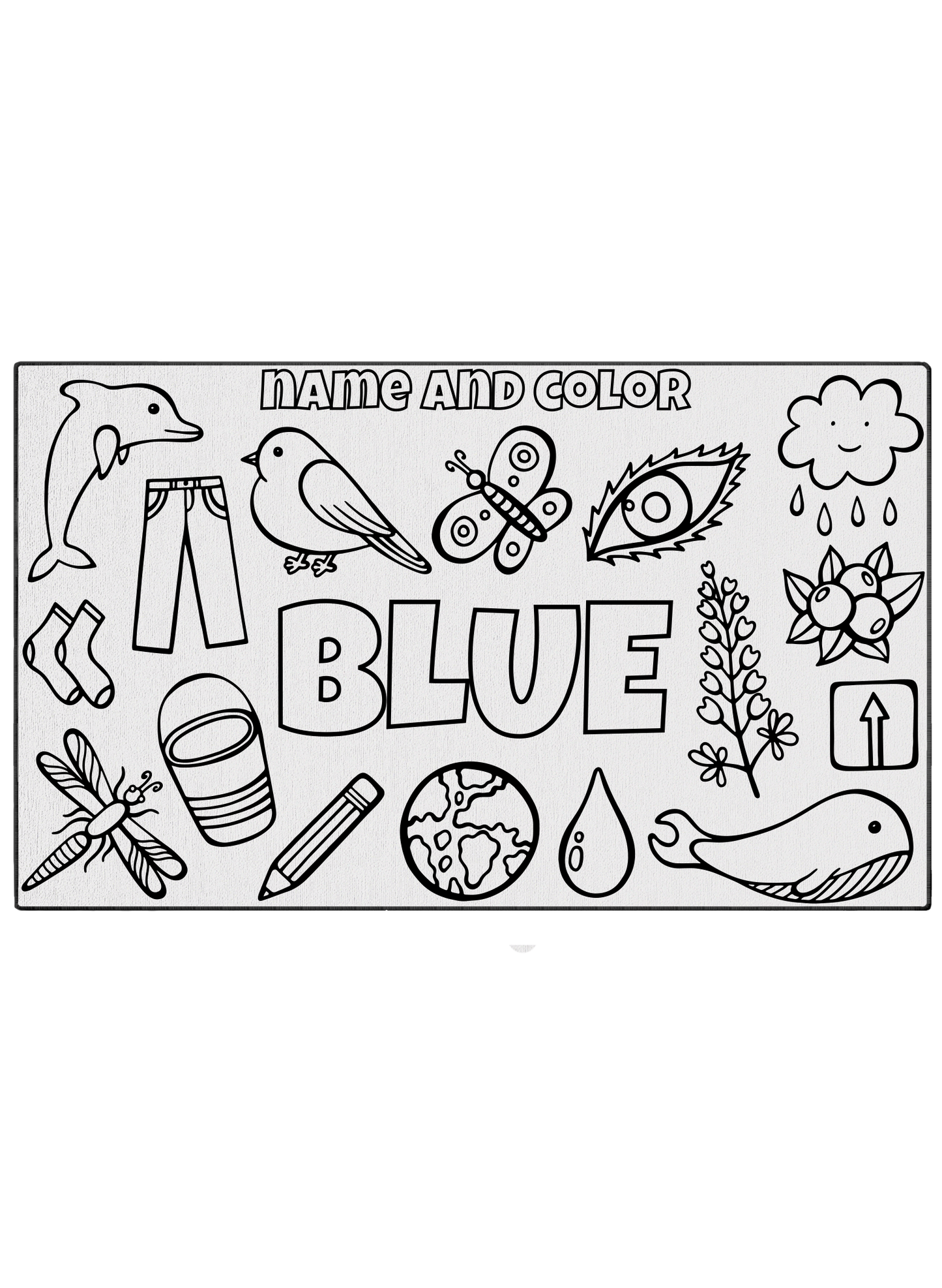 Name and Color Blue Coloring Mat