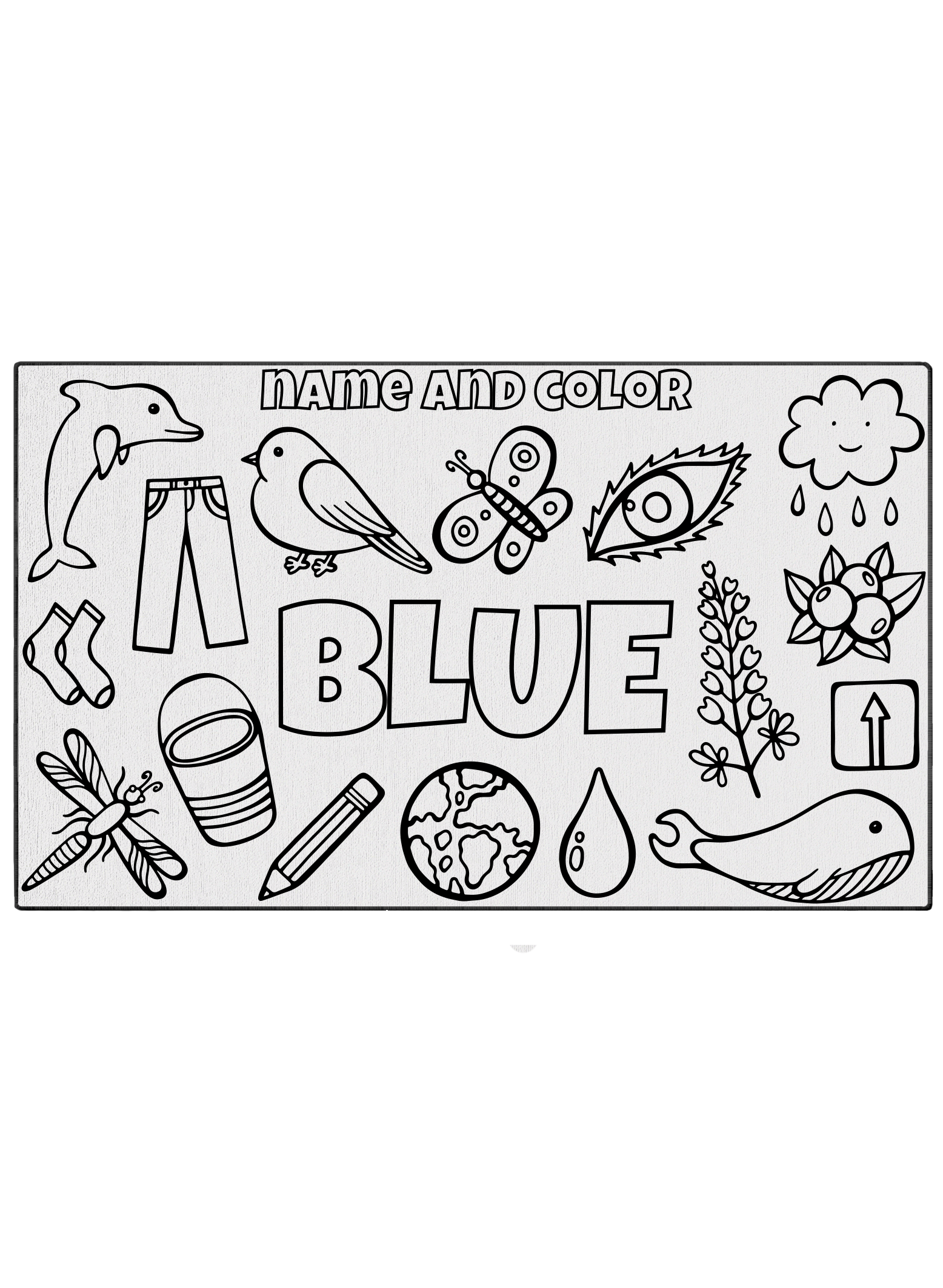 Name and Color Blue Coloring Mat