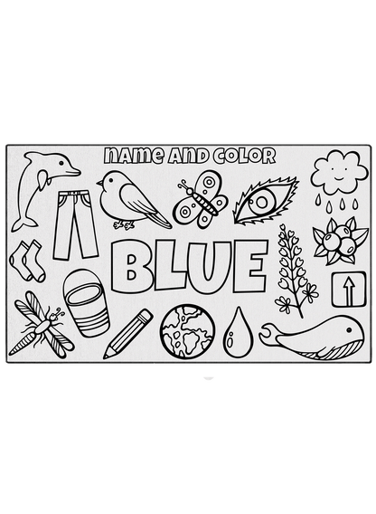 Name and Color Blue Coloring Mat