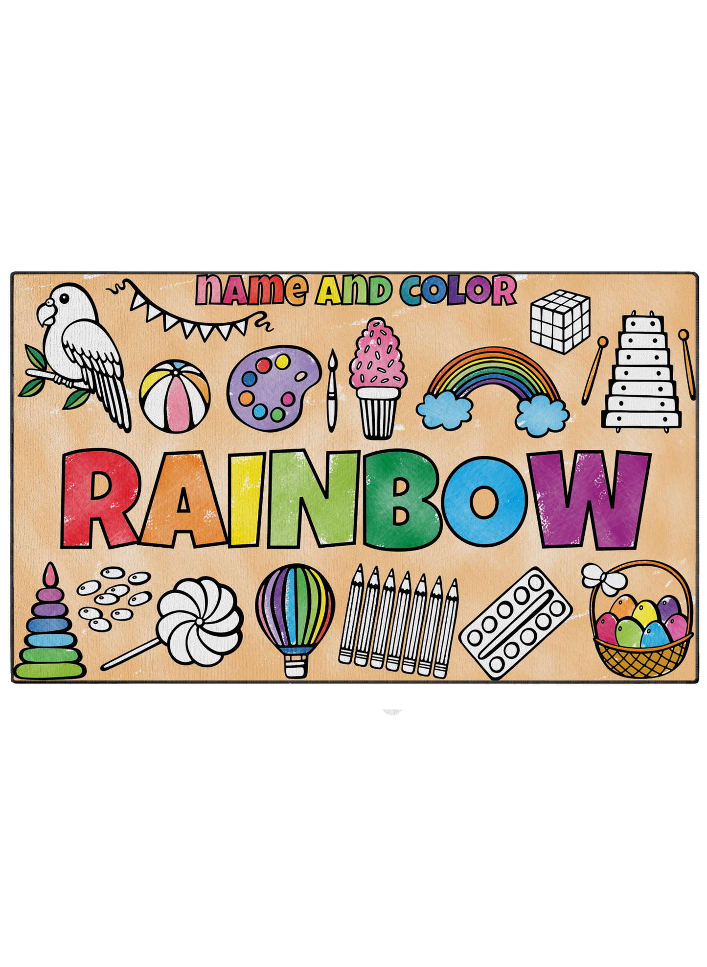 Coloring Mat "Name and Color Rainbow"