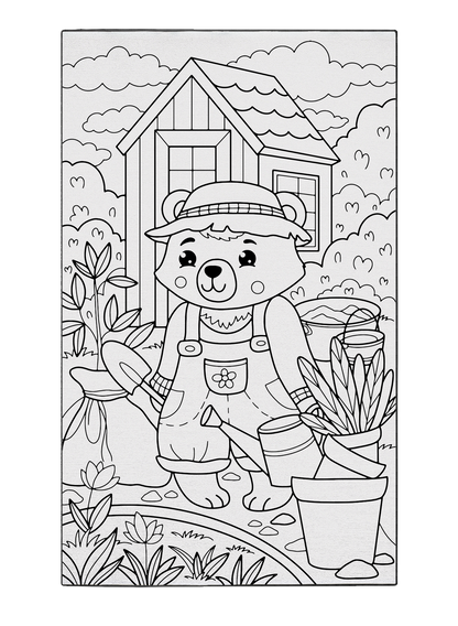 Grandma Bear's Garden Poster to Color