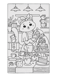 Kiana Cat's Cafe Coloring Mat