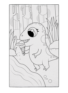 Ice Cream with Iguanodon Poster to Color