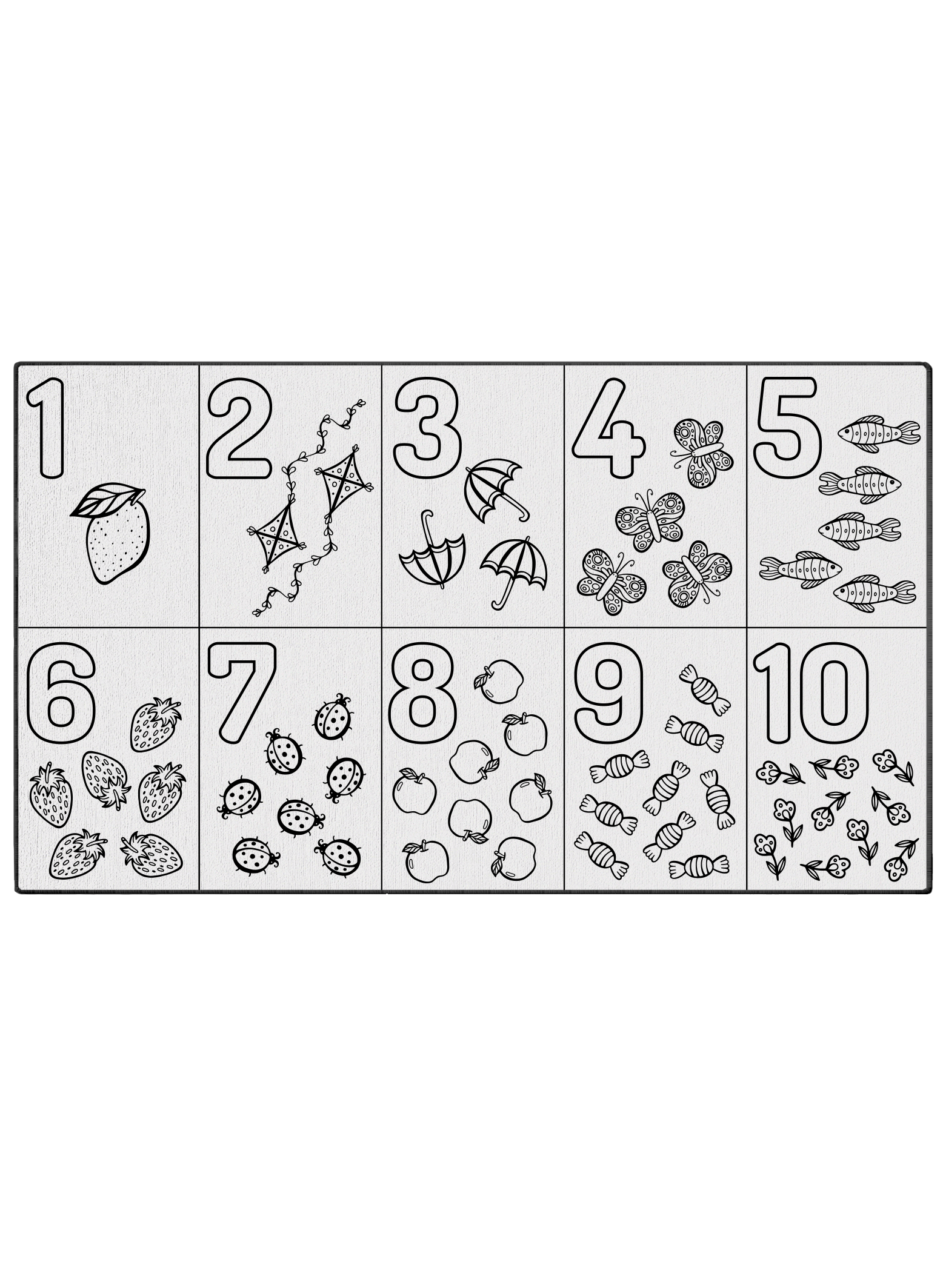 Learn and Color Numbers Coloring Mat