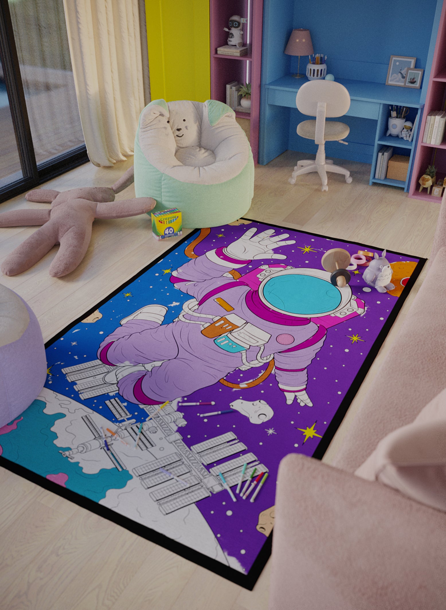 How To Color Rugs Space Out | Washable Coloring Mats