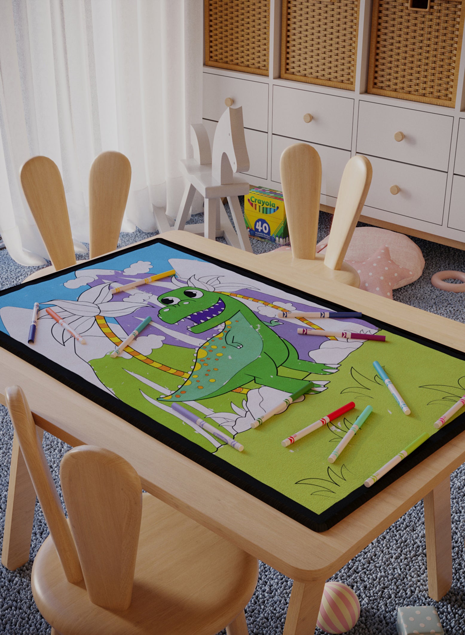 How To Color Rugs T-Rex Stomp | Washable Coloring Mats