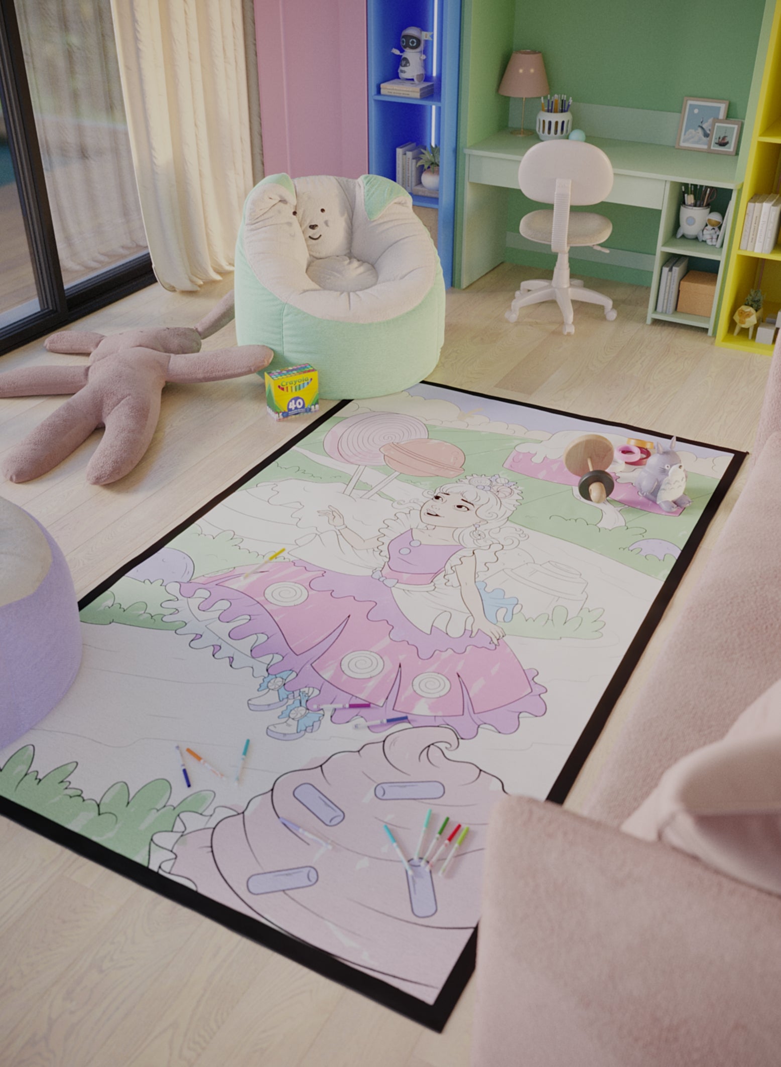 How To Color Rugs Taffy Lane | Washable Coloring Mats