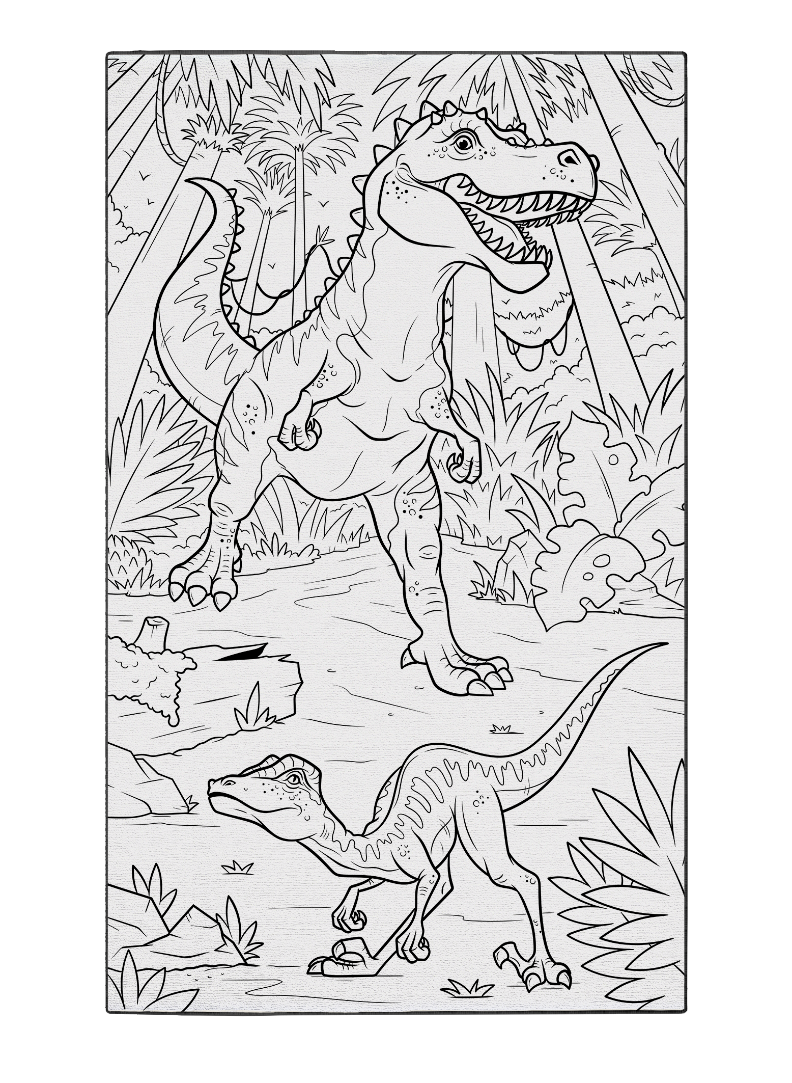 Allosaurus Hunt Coloring Poster