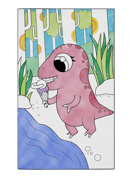 Coloring Poster "Ice Cream with Iguanodon"