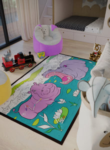 Happy Hippos Poster to Color - 2