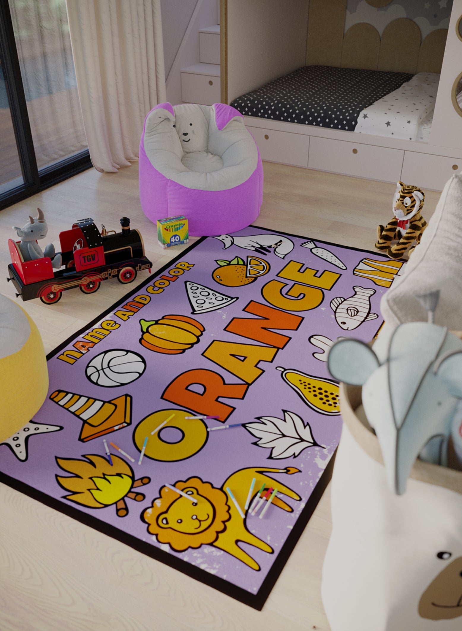 How To Color Rugs Name and Color Orange | Coloring Mats