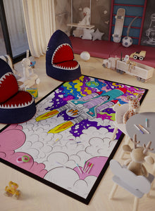 Rocket to the Moon Washable Coloring Mat - 3