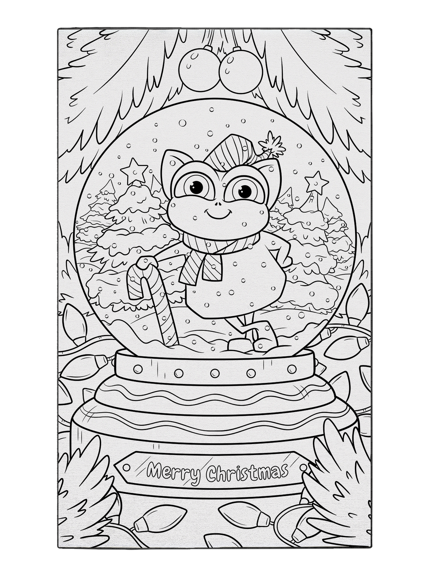 North Pole in a Globe Coloring Mat